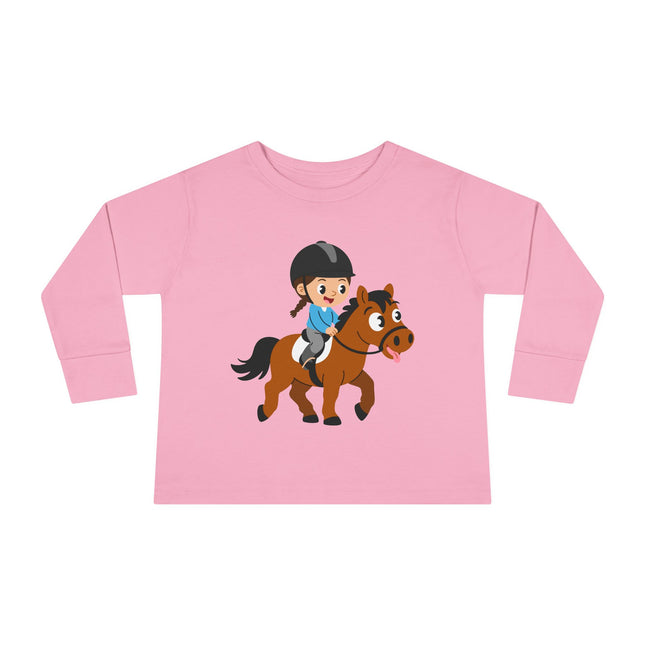 Horseback Riding Toddler Long Sleeve Tee - Pink