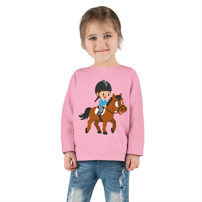 Horseback Riding Toddler Long Sleeve Tee - Pink